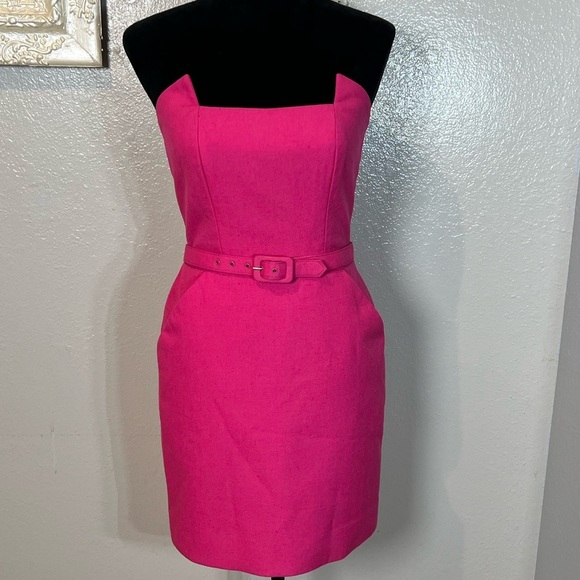 Victor Costa Dresses & Skirts - Victor Costa Vibrant Pink Strapless Sheath Dress with Belt